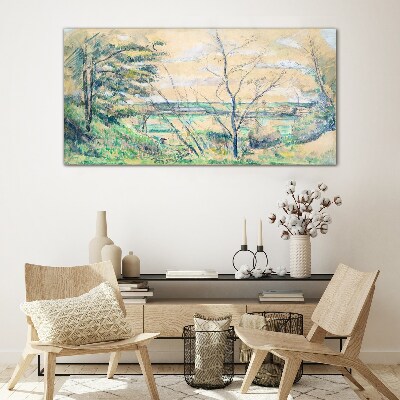 Tableau en verre Un paysage paisible avec des arbres