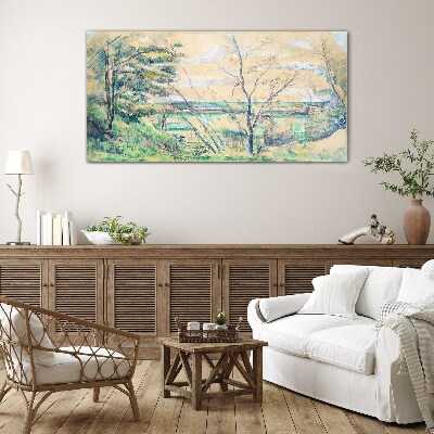 Tableau en verre Un paysage paisible avec des arbres