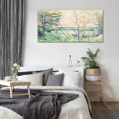 Tableau en verre Un paysage paisible avec des arbres