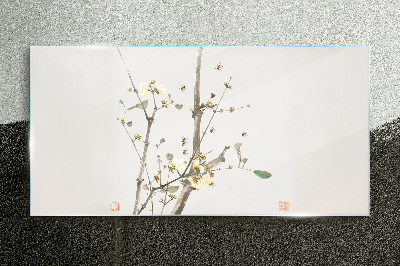 Tableau imprimé sur verre Une branche florale aux tons délicats