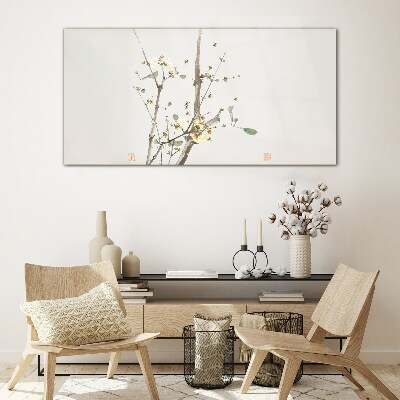 Tableau imprimé sur verre Une branche florale aux tons délicats