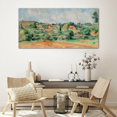 Tableau verre imprimé Paysage rural aux couleurs pastel