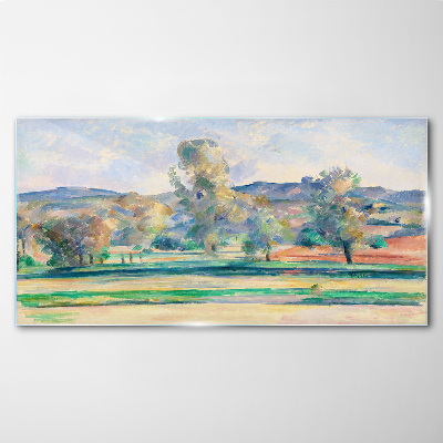 Tableau sur verre Paysage de printemps avec des arbres