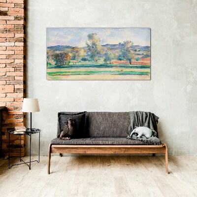 Tableau sur verre Paysage de printemps avec des arbres