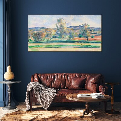 Tableau sur verre Paysage de printemps avec des arbres