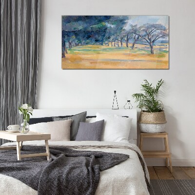 Tableau imprimé sur verre Un paysage paisible avec des arbres