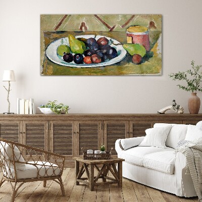 Tableau photo sur verre Composition de fruits dans une assiette