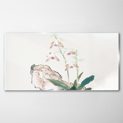 Tableau sur verre Fleurs sur fond de nature