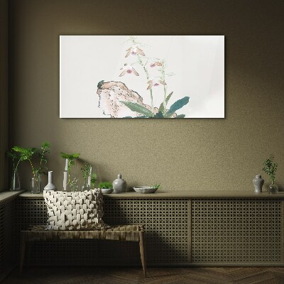 Tableau sur verre Fleurs sur fond de nature
