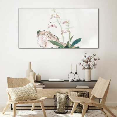 Tableau sur verre Fleurs sur fond de nature