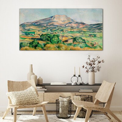Tableau imprimé sur verre Paysage de montagne aux couleurs pastel