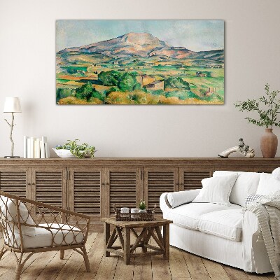 Tableau imprimé sur verre Paysage de montagne aux couleurs pastel