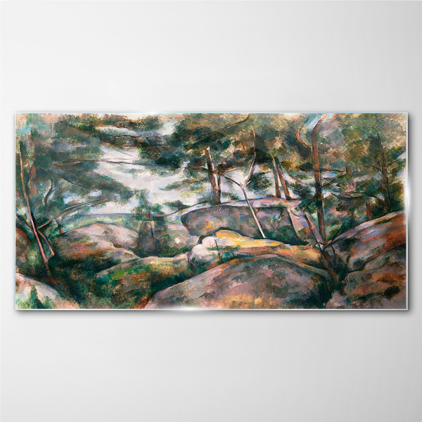 Tableau verre imprimé Un paysage rocheux parmi les arbres