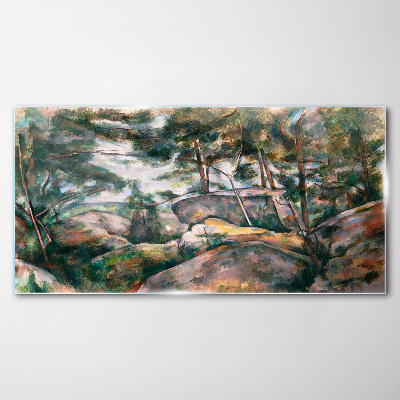 Tableau verre imprimé Un paysage rocheux parmi les arbres