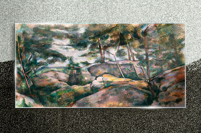 Tableau verre imprimé Un paysage rocheux parmi les arbres