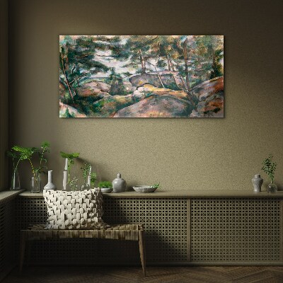 Tableau verre imprimé Un paysage rocheux parmi les arbres