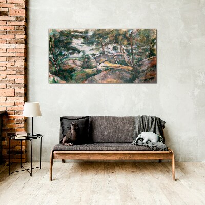 Tableau verre imprimé Un paysage rocheux parmi les arbres
