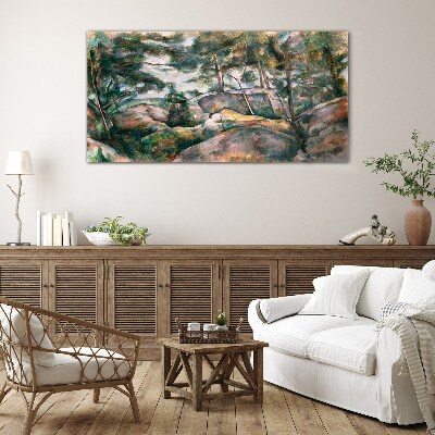 Tableau verre imprimé Un paysage rocheux parmi les arbres