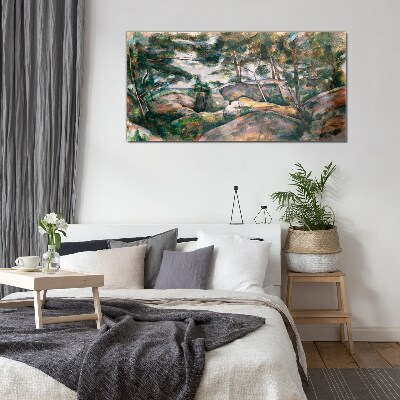 Tableau verre imprimé Un paysage rocheux parmi les arbres