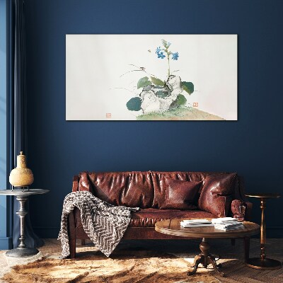 Tableau photo sur verre Une fleur sur un fond de pierre