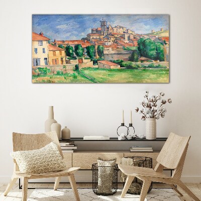 Tableau sur verre Vue de la ville avec verdure