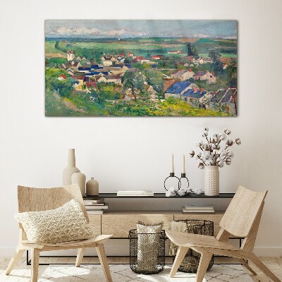 Tableau en verre Vue du village à la lumière du jour