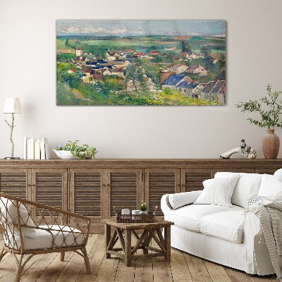 Tableau en verre Vue du village à la lumière du jour