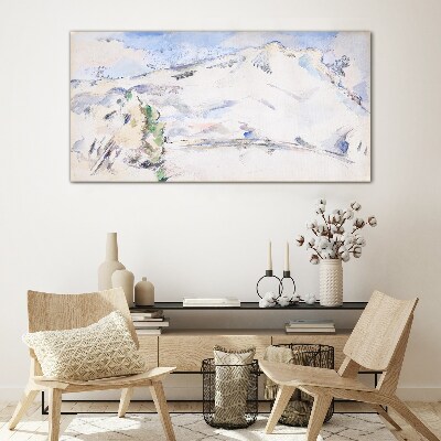 Tableau imprimé sur verre Paysage de montagne aux tons pastel
