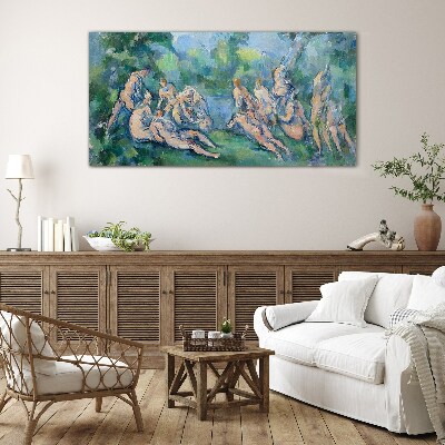 Tableau verre imprimé Scène de baignade dans la nature