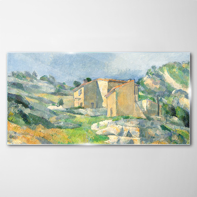 Tableau imprimé sur verre Maisons sur la colline