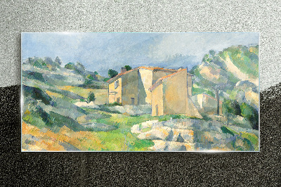 Tableau imprimé sur verre Maisons sur la colline