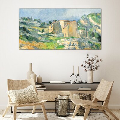 Tableau imprimé sur verre Maisons sur la colline