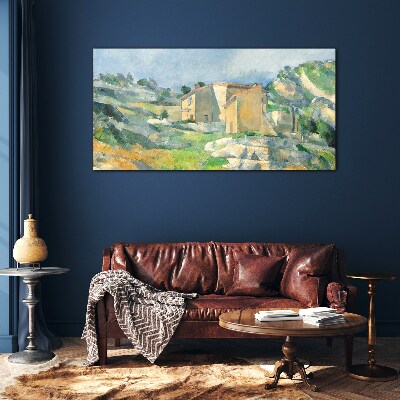 Tableau imprimé sur verre Maisons sur la colline