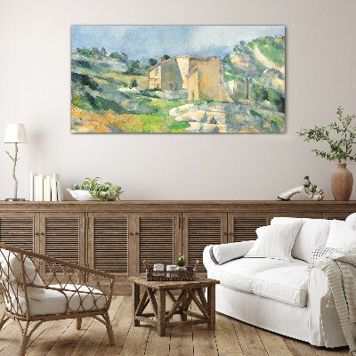 Tableau imprimé sur verre Maisons sur la colline