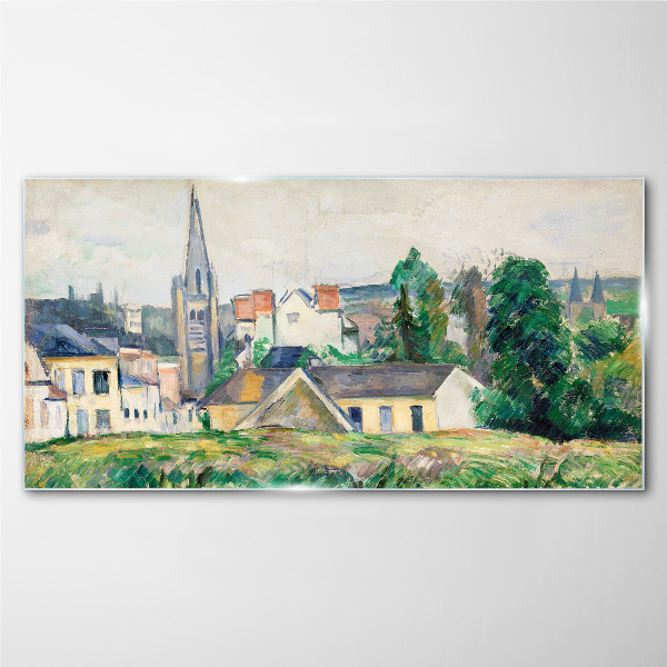 Tableau verre imprimé Paysage rural avec une église