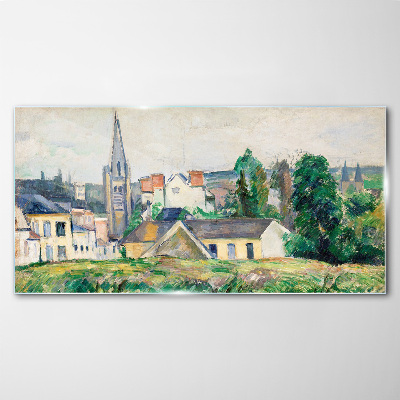 Tableau verre imprimé Paysage rural avec une église