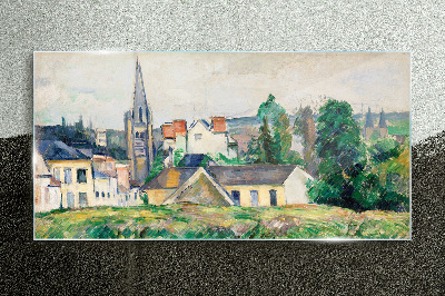 Tableau verre imprimé Paysage rural avec une église