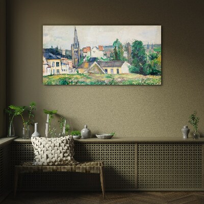 Tableau verre imprimé Paysage rural avec une église