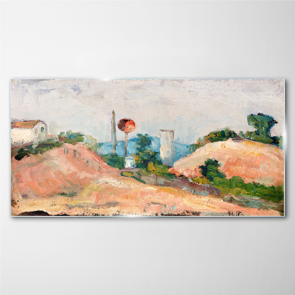 Tableau imprimé sur verre Paysage avec une boule rouge