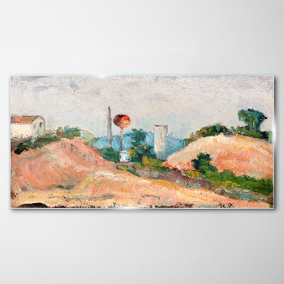 Tableau imprimé sur verre Paysage avec une boule rouge