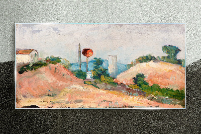 Tableau imprimé sur verre Paysage avec une boule rouge