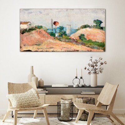 Tableau imprimé sur verre Paysage avec une boule rouge