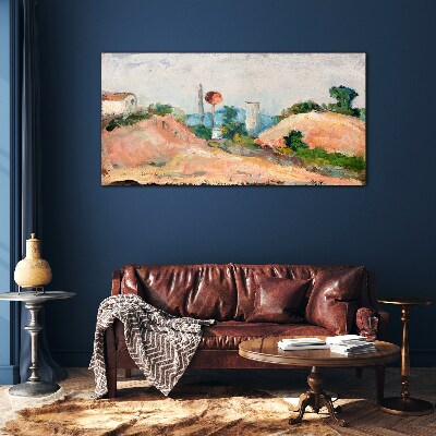 Tableau imprimé sur verre Paysage avec une boule rouge
