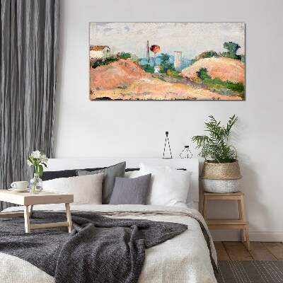 Tableau imprimé sur verre Paysage avec une boule rouge
