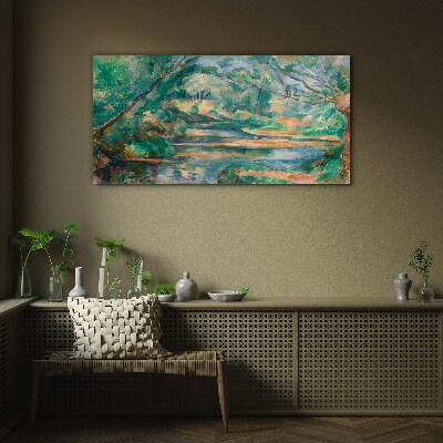 Tableau verre imprimé Paysage verdoyant avec une rivière