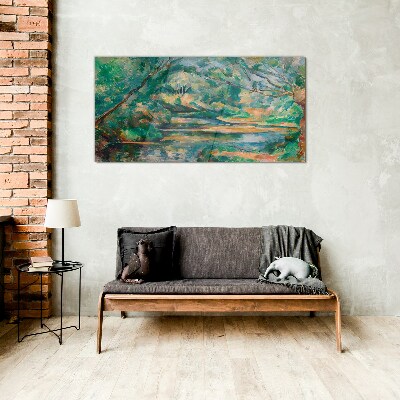 Tableau verre imprimé Paysage verdoyant avec une rivière