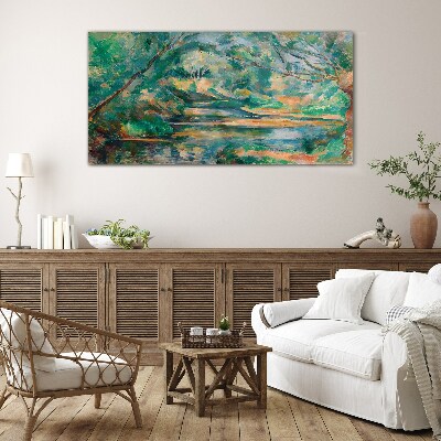 Tableau verre imprimé Paysage verdoyant avec une rivière