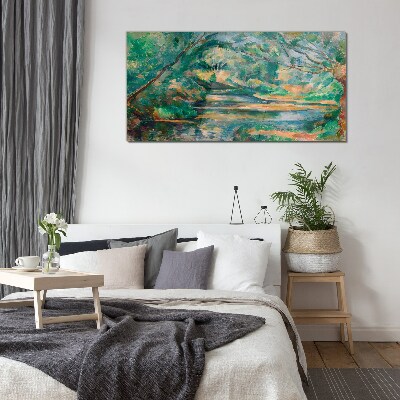 Tableau verre imprimé Paysage verdoyant avec une rivière