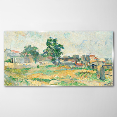 Tableau photo sur verre Paysage avec un arbre et des bâtiments