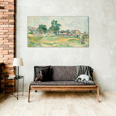 Tableau photo sur verre Paysage avec un arbre et des bâtiments